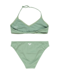 The Roxy Girls Girls Solid Active Tri Bikini Set in Basil