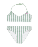 The Roxy Girls Girls Bico Active Tri Bikini Set in Basil Active Stripe