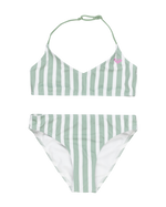 The Roxy Girls Girls Bico Active Tri Bikini Set in Basil Active Stripe