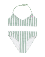 The Roxy Girls Girls Bico Active Tri Bikini Set in Basil Active Stripe