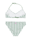 The Roxy Girls Girls Bico Active Tri Bikini Set in Basil Active Stripe
