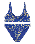 Girls Shadow Floral Bralette Bikini Set in Dazzling Blue Coastline Ditsy