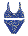 Girls Shadow Floral Bralette Bikini Set in Dazzling Blue Coastline Ditsy