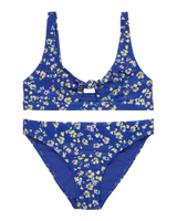 Girls Shadow Floral Bralette Bikini Set in Dazzling Blue Coastline Ditsy