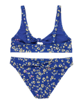 Girls Shadow Floral Bralette Bikini Set in Dazzling Blue Coastline Ditsy