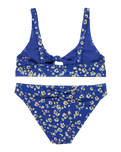 Girls Shadow Floral Bralette Bikini Set in Dazzling Blue Coastline Ditsy