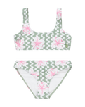 The Roxy Girls Girls Party Waves 2 Bralette Bikini Set in Basil Party Waves