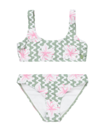 The Roxy Girls Girls Party Waves 2 Bralette Bikini Set in Basil Party Waves