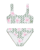 The Roxy Girls Girls Party Waves 2 Bralette Bikini Set in Basil Party Waves