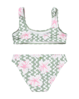 The Roxy Girls Girls Party Waves 2 Bralette Bikini Set in Basil Party Waves