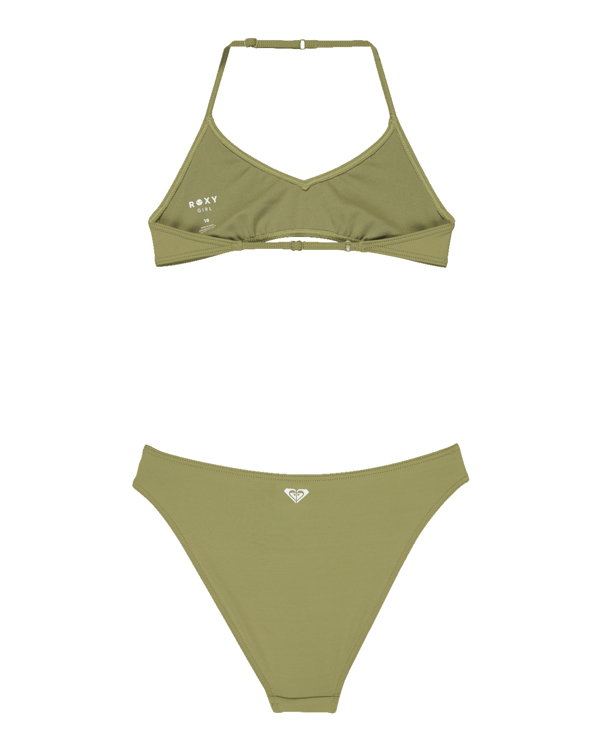 Girls Solid Active Tri Bikini Set in Oil Green