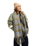 The Roxy Womens Cute Blush Scarf in Tartan Plaid Oil Green