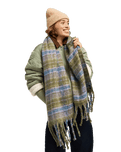 The Roxy Womens Cute Blush Scarf in Tartan Plaid Oil Green