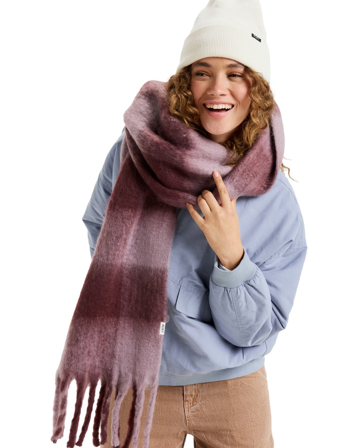 The Roxy Womens Cute Blush Scarf in Nirvana Be Bold Plaid