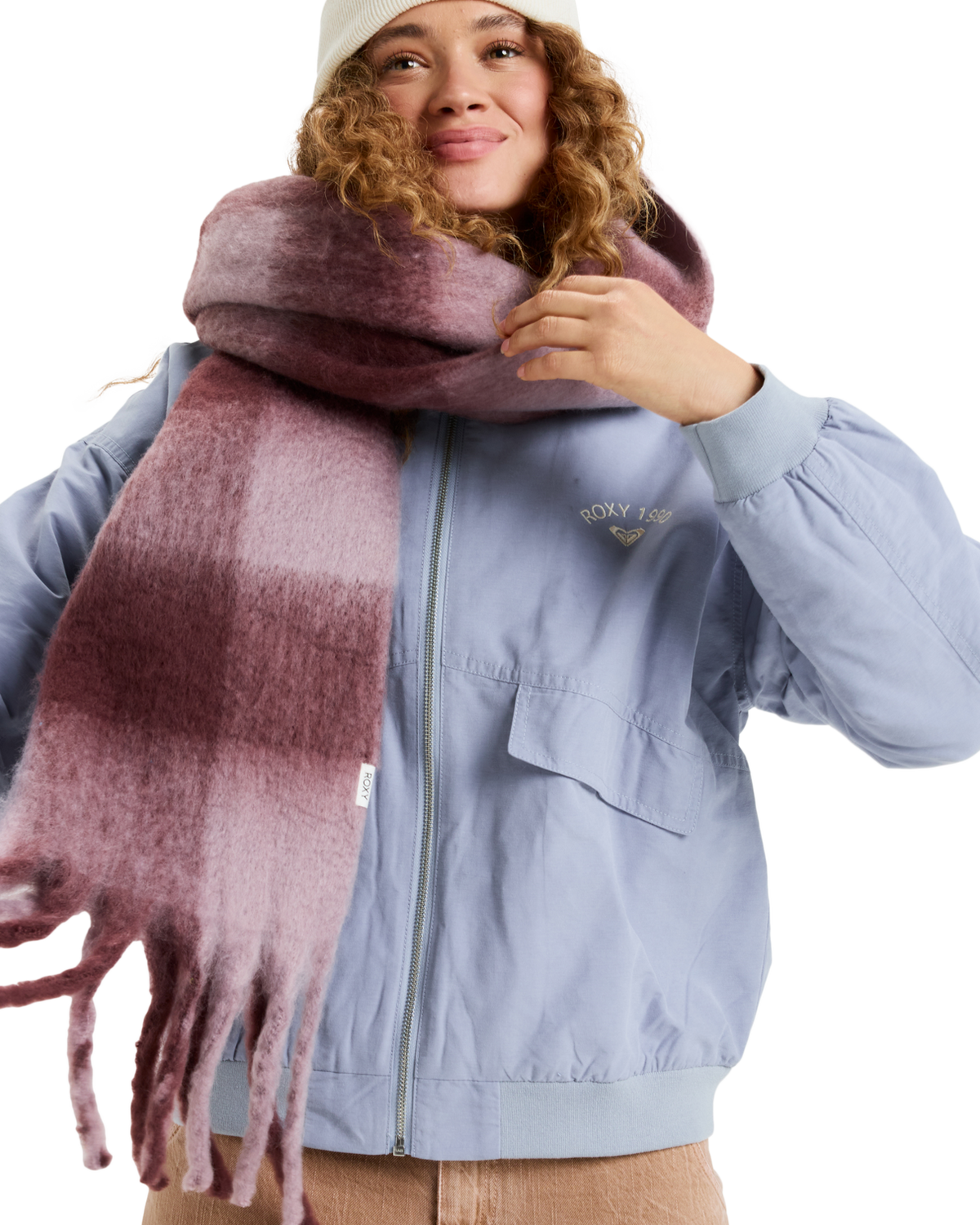 The Roxy Womens Cute Blush Scarf in Nirvana Be Bold Plaid