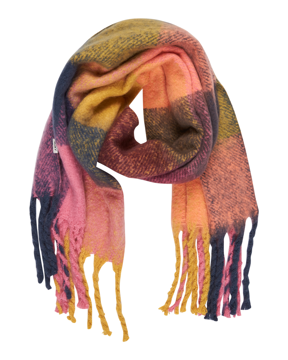 The Roxy Womens Cute Blush Scarf in Ochre Elmer Plaid
