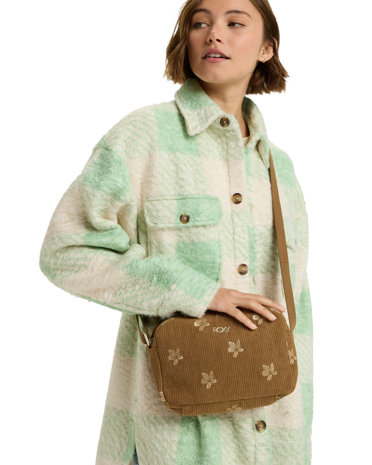 The Roxy Womens Feeling Embroidery Crossbody Bag in Woodsmoke