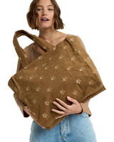 The Roxy Feeling Embroidery Beach Bag in Woodsmoke