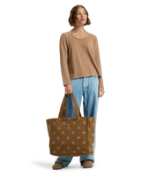 The Roxy Feeling Embroidery Beach Bag in Woodsmoke