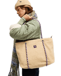 The Roxy Electric Flow Sherpa Tote Bag in Pebble