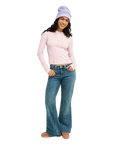 The Roxy Womens Flipside Flare Denim Jeans in Surf Wash Sandy