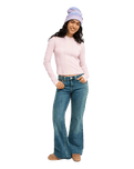 The Roxy Womens Flipside Flare Denim Jeans in Surf Wash Sandy