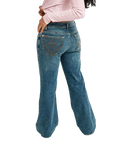 The Roxy Womens Flipside Flare Denim Jeans in Surf Wash Sandy