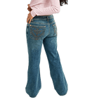 The Roxy Womens Flipside Flare Denim Jeans in Surf Wash Sandy
