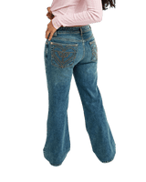 The Roxy Womens Flipside Flare Denim Jeans in Surf Wash Sandy