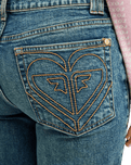 The Roxy Womens Flipside Flare Denim Jeans in Surf Wash Sandy