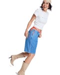 Cool Girl Longline Denim Shorts in Surf Wash