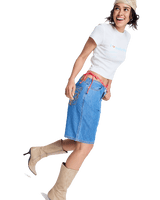 Cool Girl Longline Denim Shorts in Surf Wash