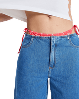 Cool Girl Longline Denim Shorts in Surf Wash