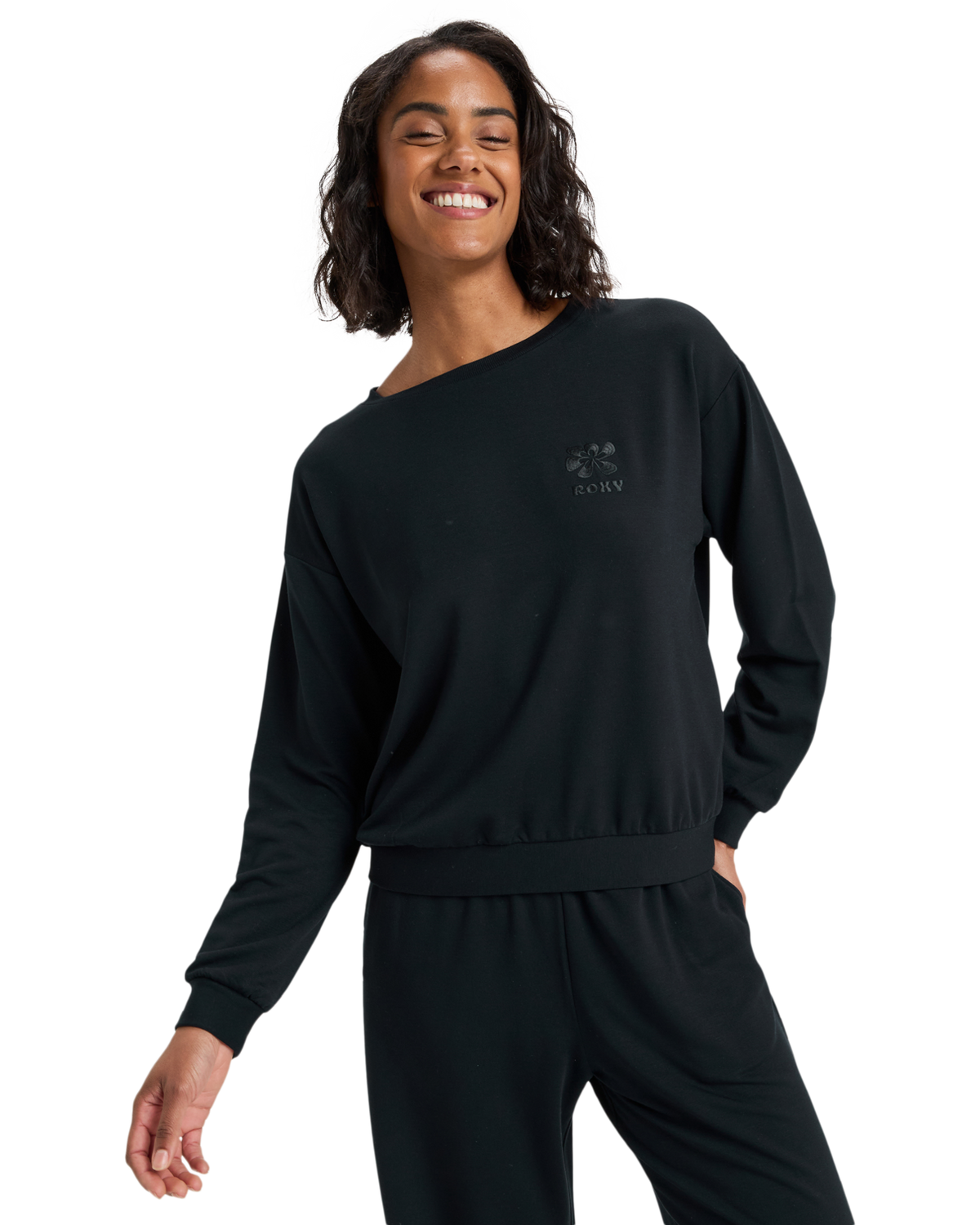 The Roxy Womens Surfing By Moonlight Sweatshirt in Anthracite