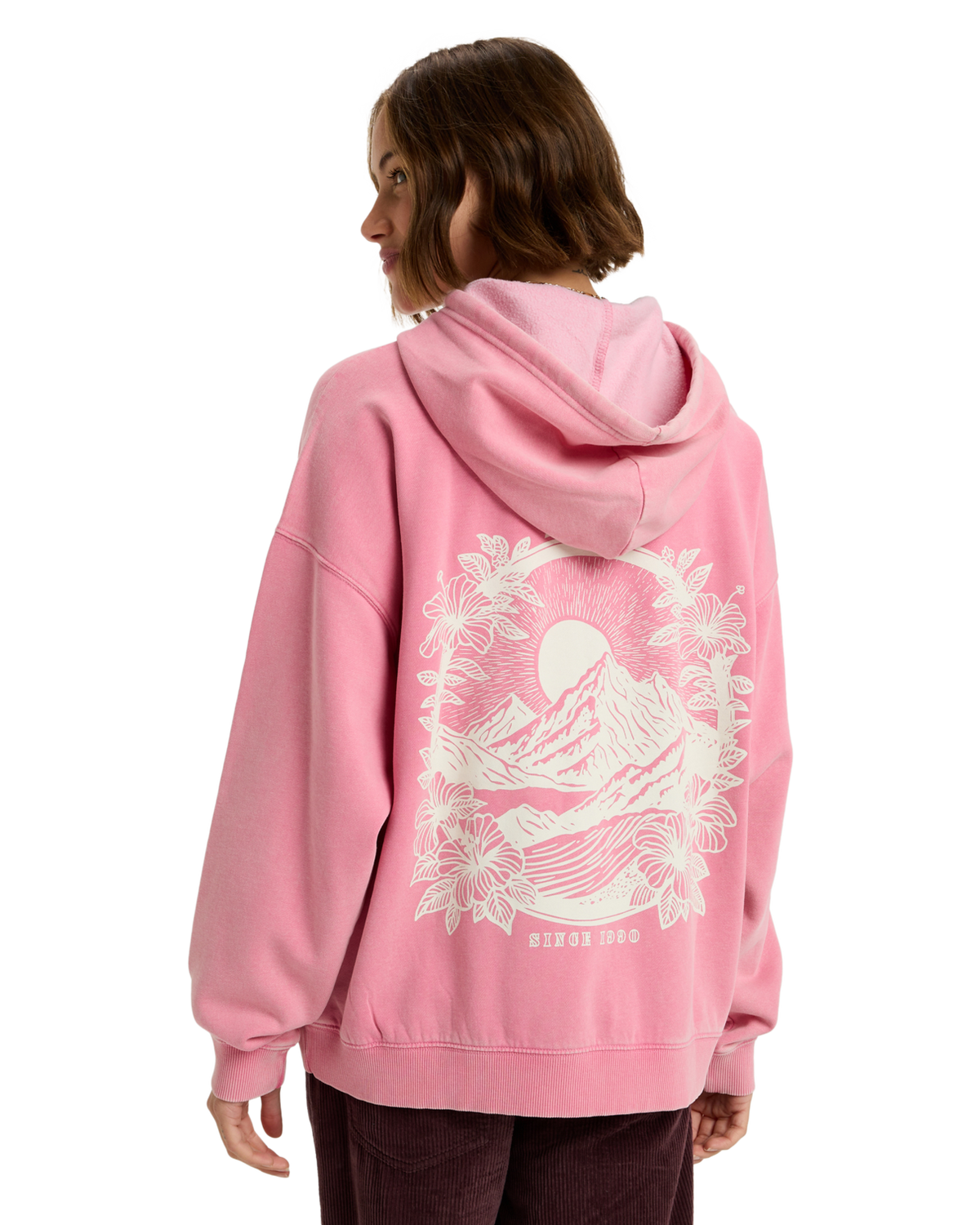 The Roxy Womens Lineup Oversized Hoodie in Pink Cosmos