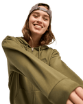 The Roxy Womens Surfing By Daylight Zip Hoodie in Winter Moss