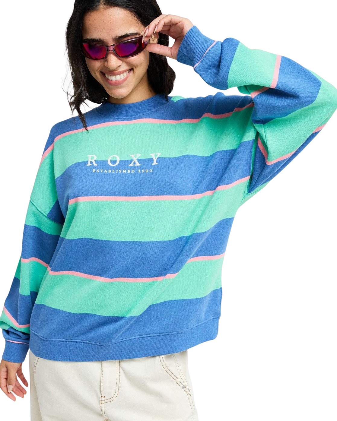 Strictly Stripes Oversized Sweatshirt in Katydid Stripy Soul