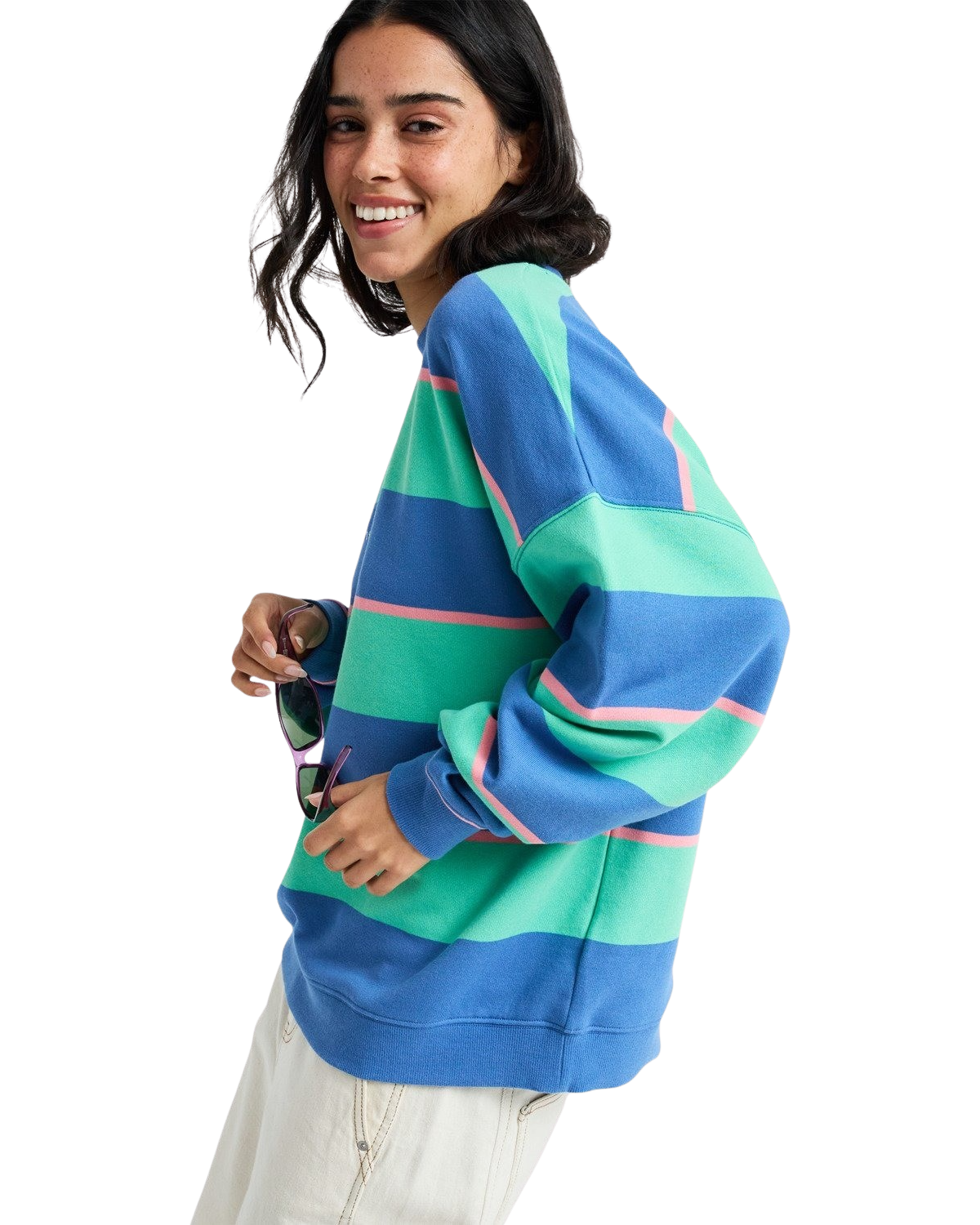 Strictly Stripes Oversized Sweatshirt in Katydid Stripy Soul