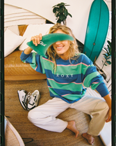 Strictly Stripes Oversized Sweatshirt in Katydid Stripy Soul