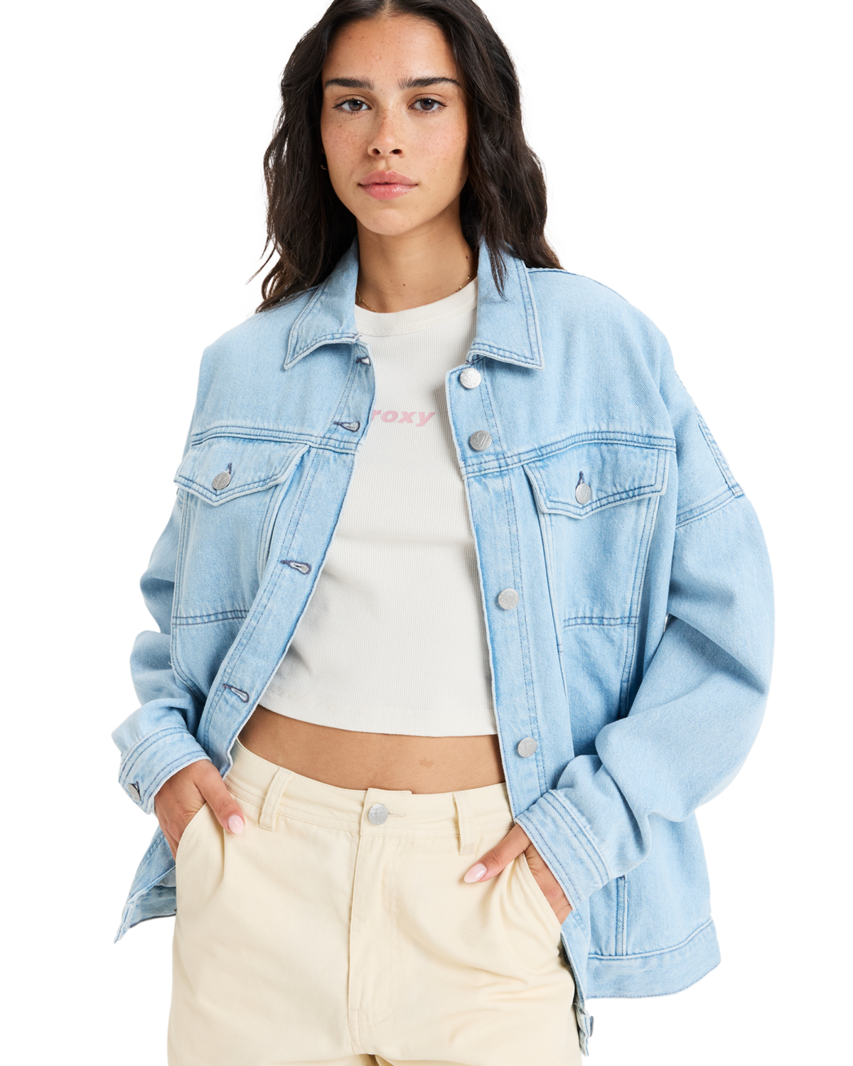 The Roxy Womens The Ocean Is Calling Jacket in Light Blue