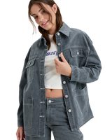 The Roxy Womens Chloe Kim Pop Stitch Shacket in True Black