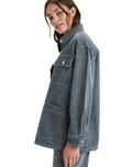 The Roxy Womens Chloe Kim Pop Stitch Shacket in True Black
