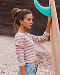 The Roxy Womens Moon Bay Top in Parchment Sunset Stripe