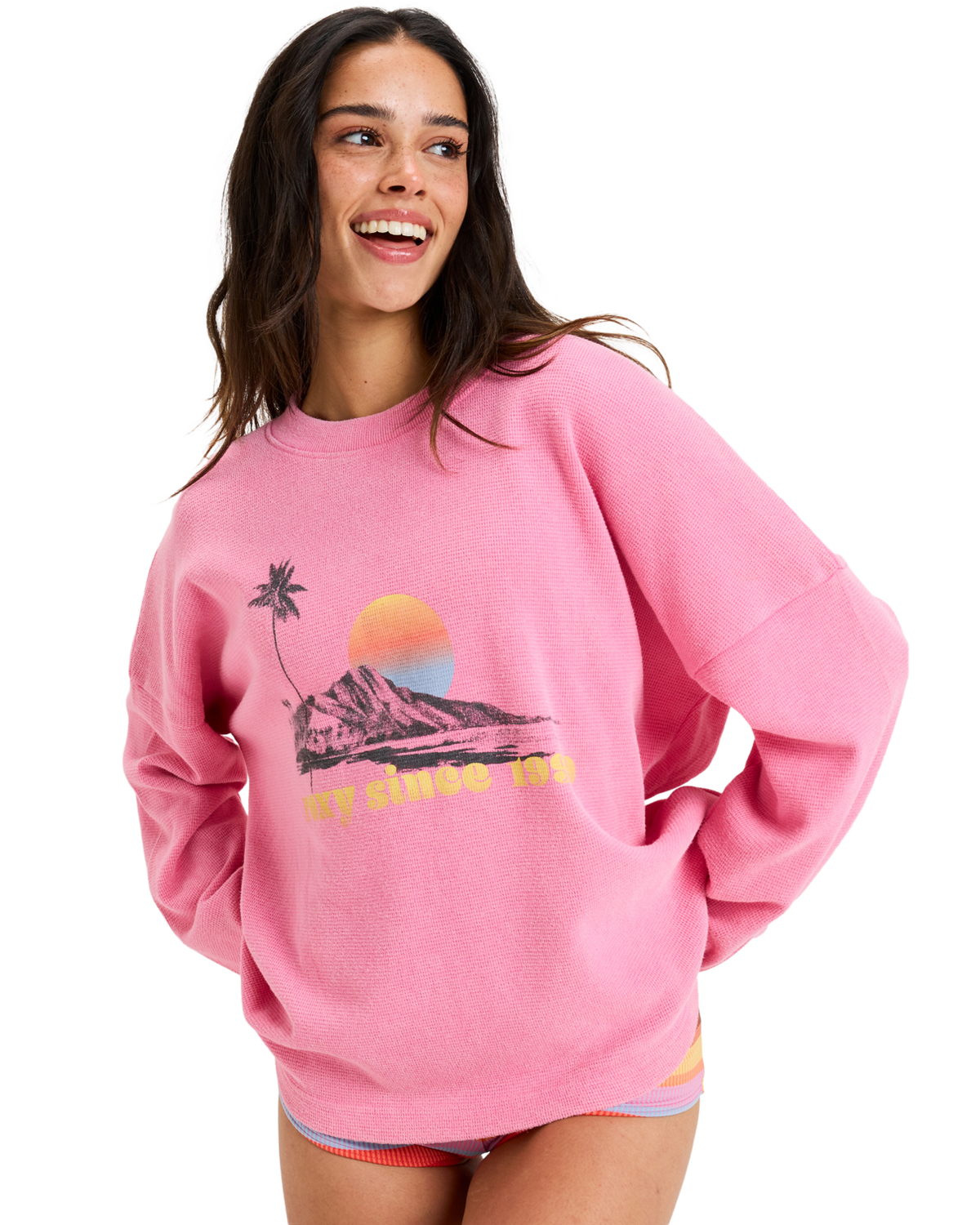 The Roxy Womens Eastside Midweight Top in Pink Cosmos