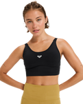 The Roxy Womens Heart Into It Attitude Sports Bra in Anthracite