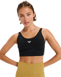 The Roxy Womens Heart Into It Attitude Sports Bra in Anthracite