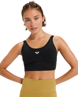 The Roxy Womens Heart Into It Attitude Sports Bra in Anthracite