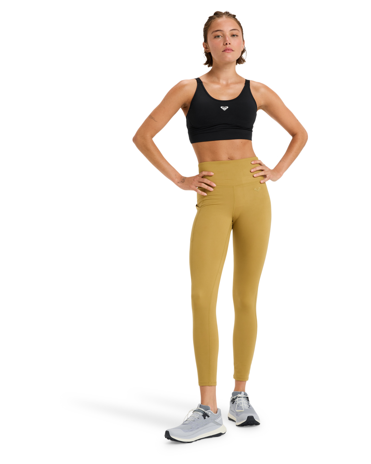 The Roxy Womens Heart Into It Attitude Sports Bra in Anthracite