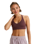 The Roxy Womens Heart Into It Sports Bra in Huckleberry