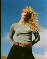 Candied Coastline Long Sleeve Top in Oil Green